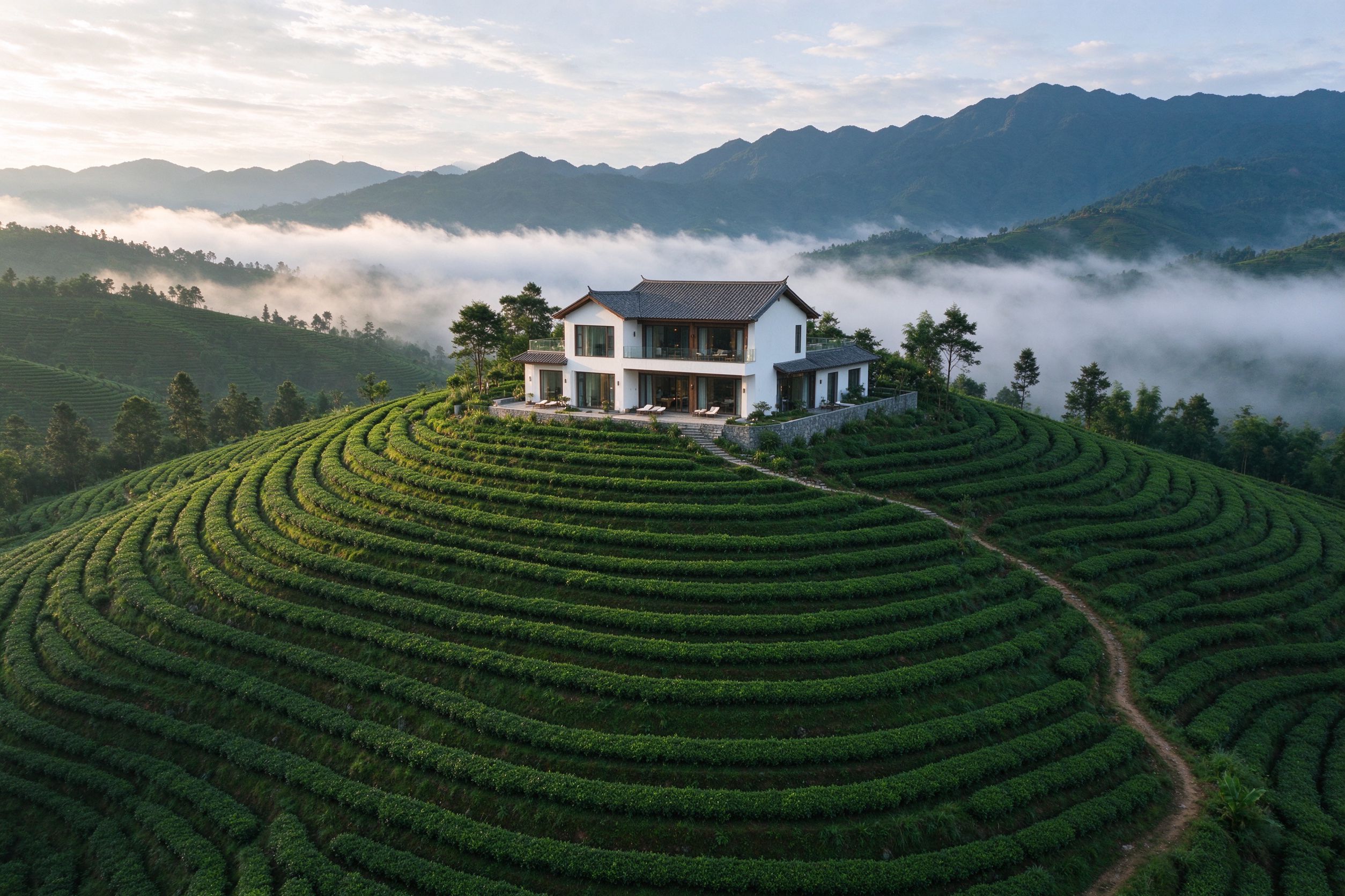 云南茶山旅居晨光